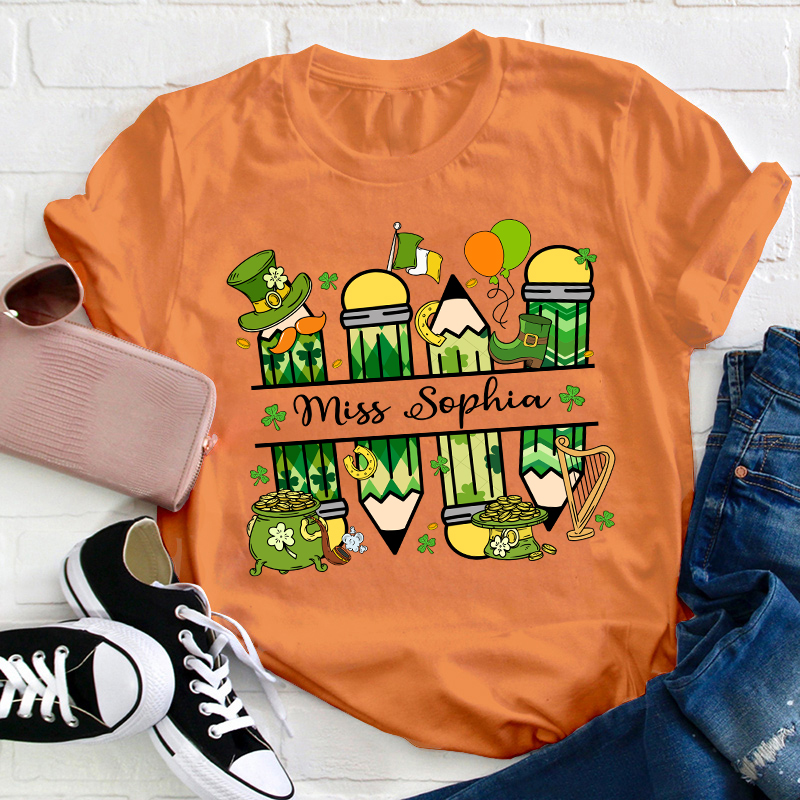 Personalized St Patricks Name Teacher T-Shirt
