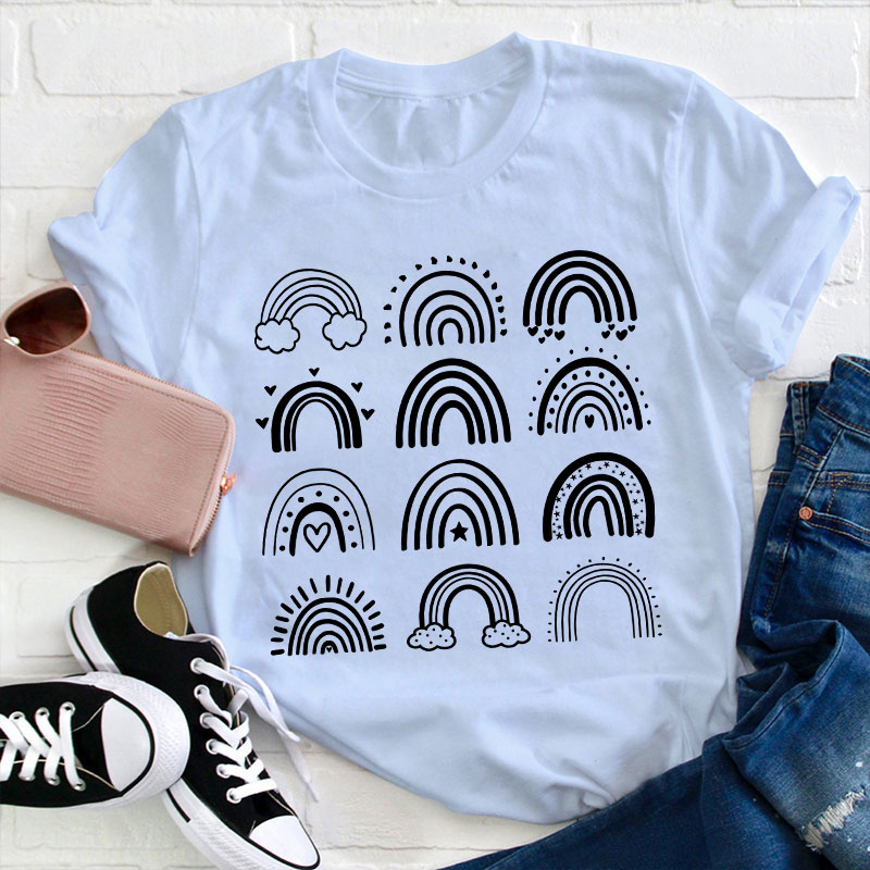 Rainbow Of Different Shapes Teacher T-Shirt