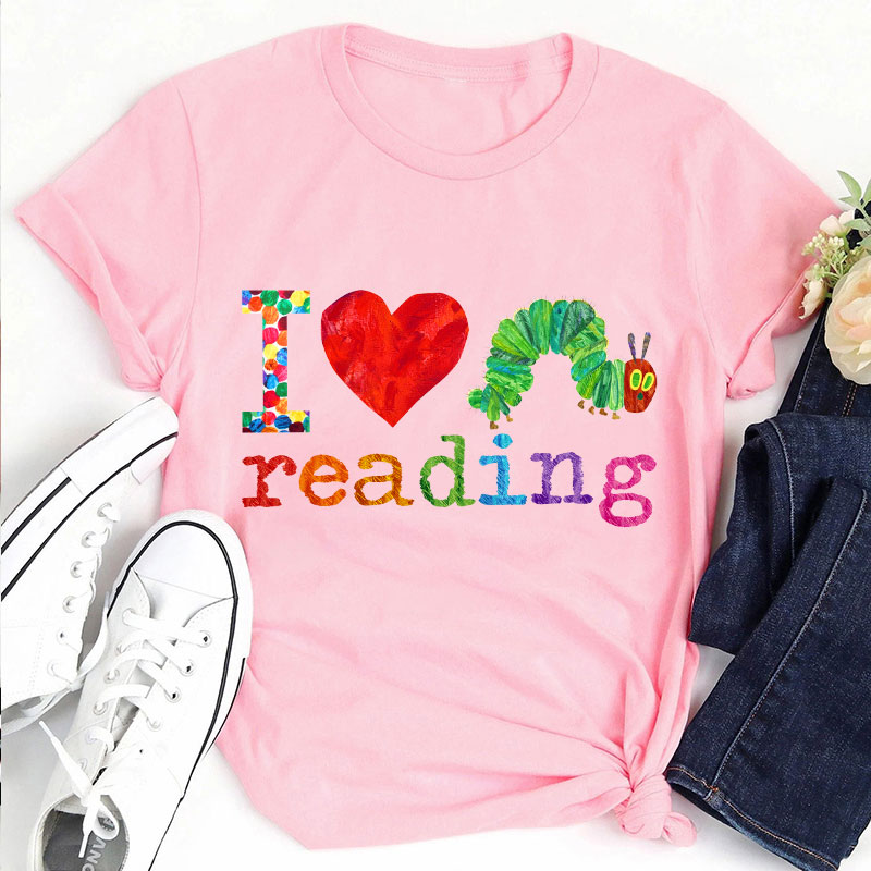 I Love Reading Caterpillar Teacher T-Shirt