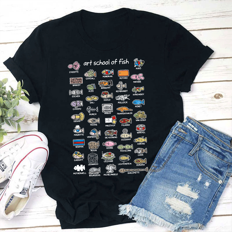 Art School Of Fish Teacher T-Shirt Sale-Teachersgram