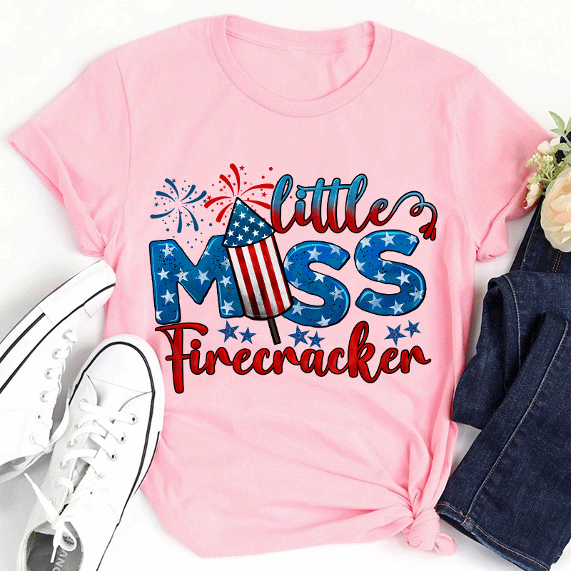 Little Miss Firecracker Teacher T-Shirt