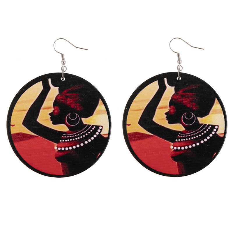 African Print Teacher Wooden Earrings