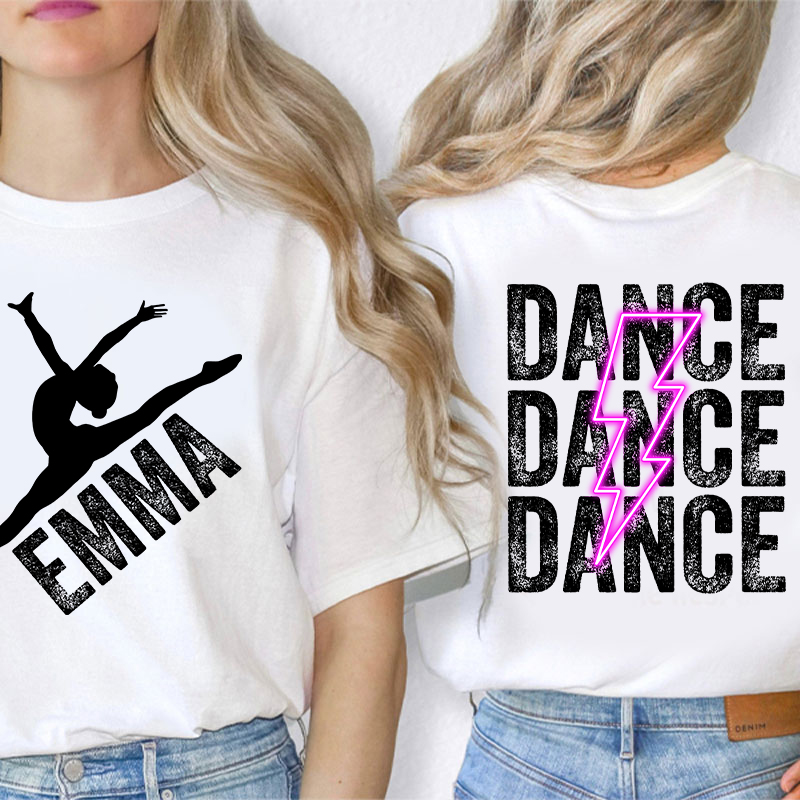 Personalized Pink Lighting Dance Teacher Two Sided T-Shirt