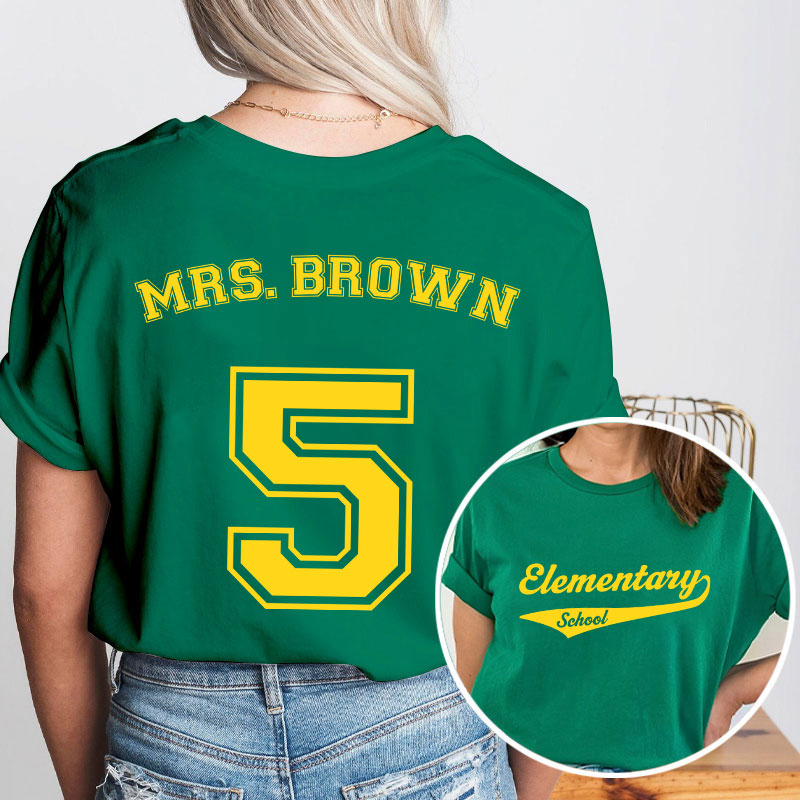 Personalized Sports Baseball Style Team Teacher Two Sided T-Shirt