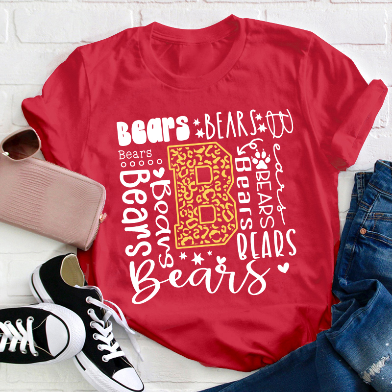 Personalized Colorful Leopard Mascot Teacher T-Shirt