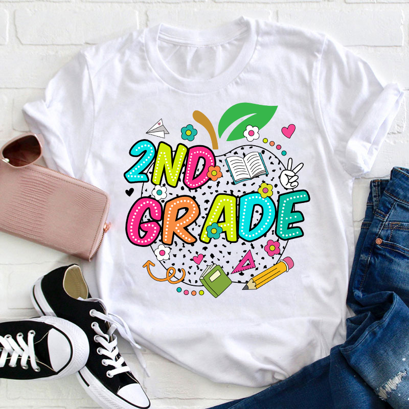 Personalized Neon Lights Apple Teacher T-Shirt