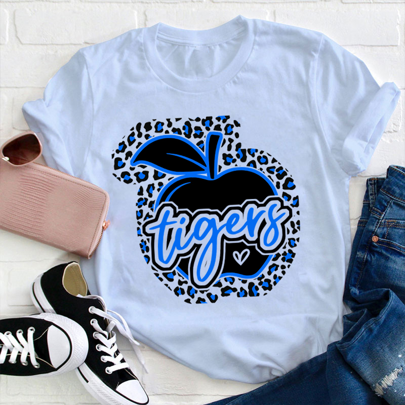Personalized Leopard Print Stroke Mascot Icon Teacher T-Shirt