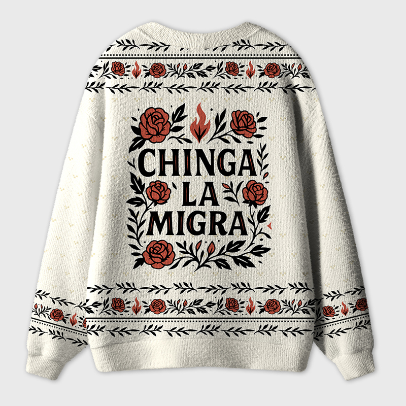 Chinga La Migra Teacher Ugly Cardigan Sweaters