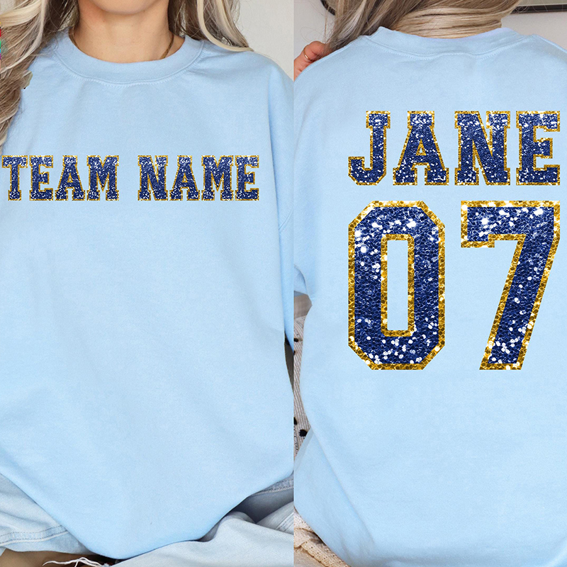 Personalized Team Name Your Name And Number Game Day Teacher Two Sided T-Shirt