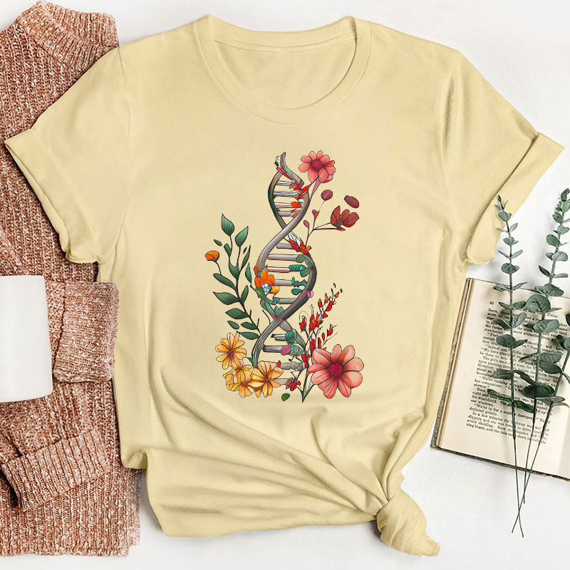 Floral DNA Biochemistry Teacher T-Shirt