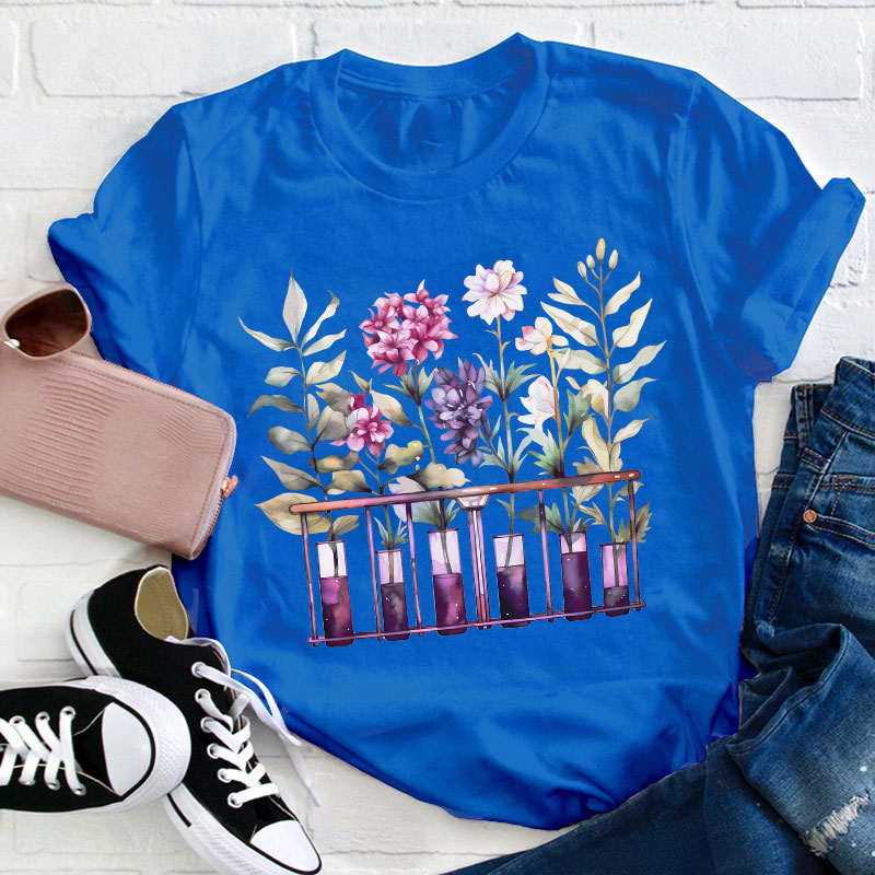 Chemistry Lab Science Flower Teacher T-Shirt