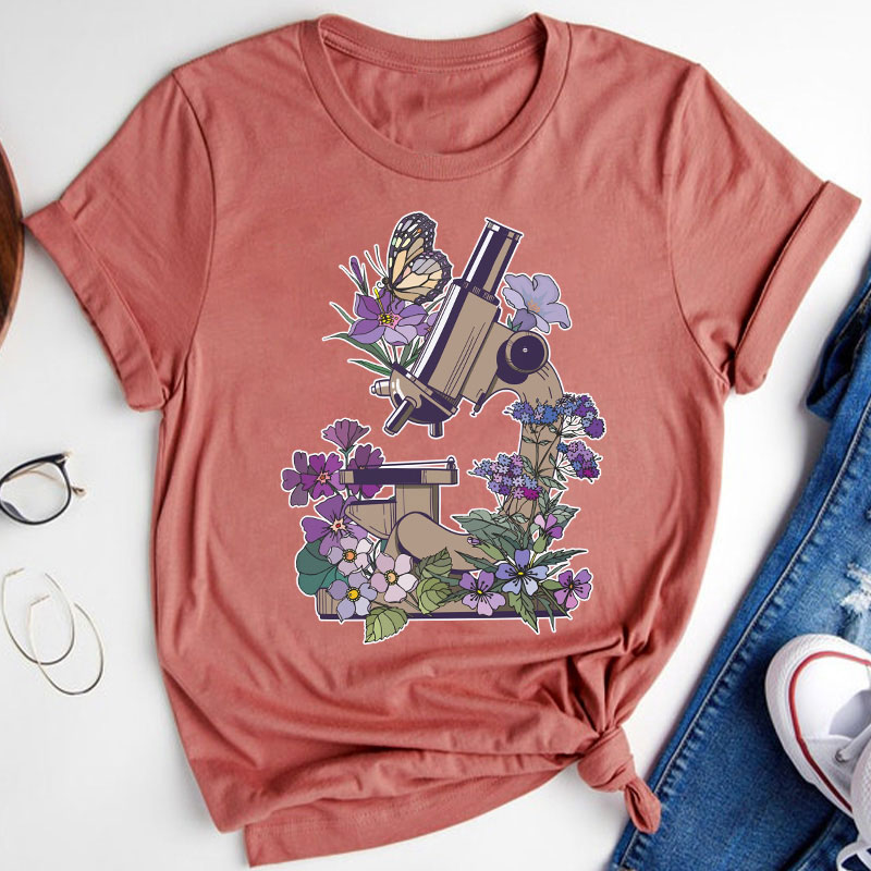 Science Flower Microbiology Teacher T-Shirt