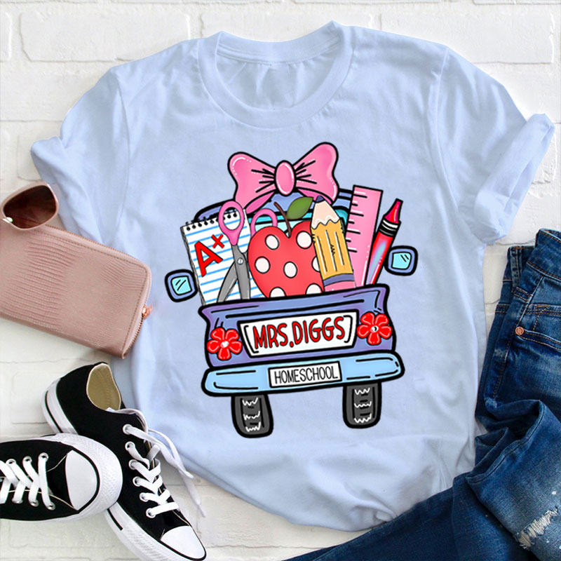 Personalized School Truck Teacher Name Teacher T-Shirt