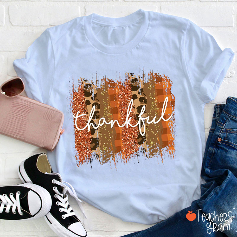 Thankful Leopard Teacher T-Shirt