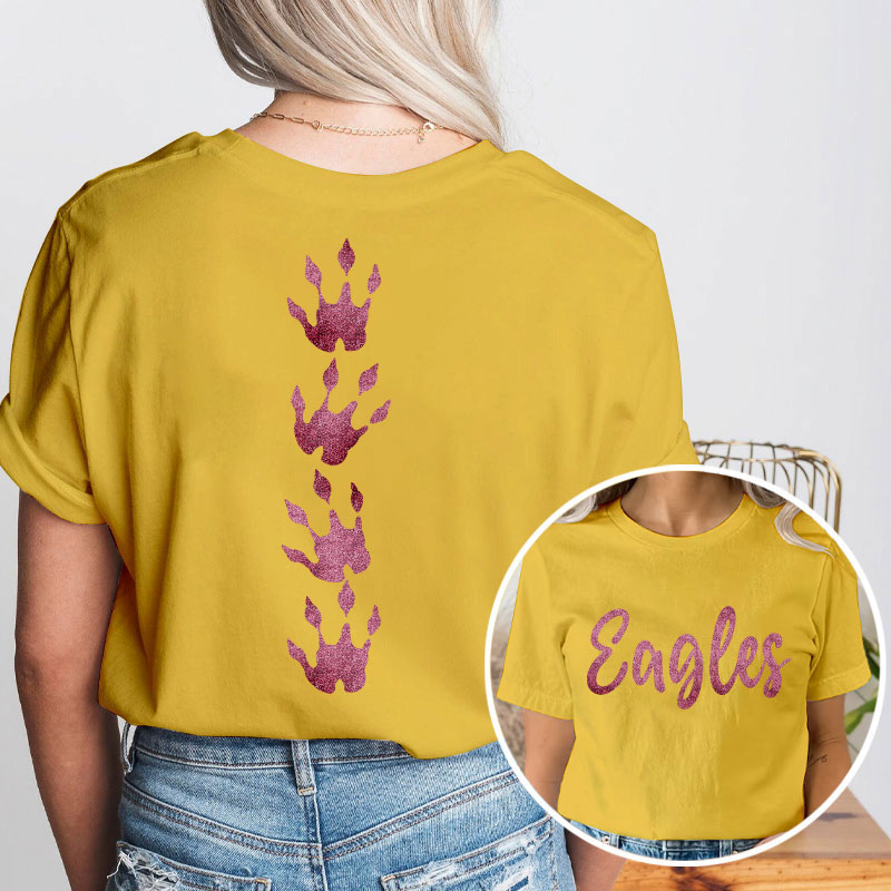 Personalized Mascot And Paw Game Day Teacher Two Sided T-Shirt