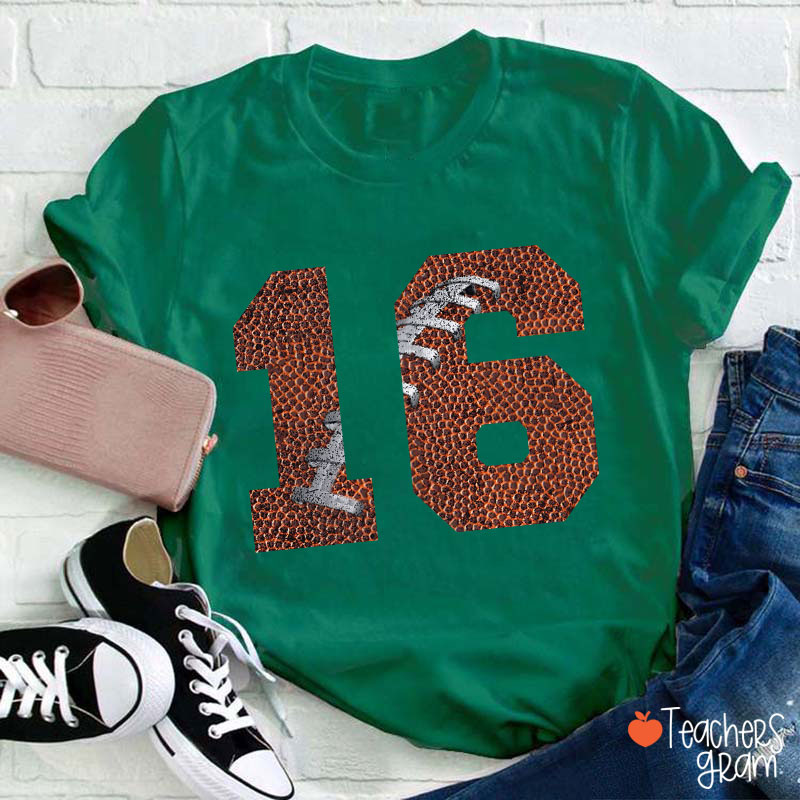 Personalized Number Game Day Teacher T-Shirt