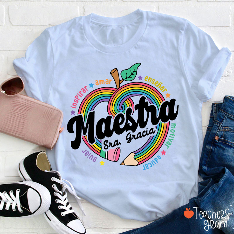 Personalized Inspirar Amar Maestra Spanish Teacher T-Shirt