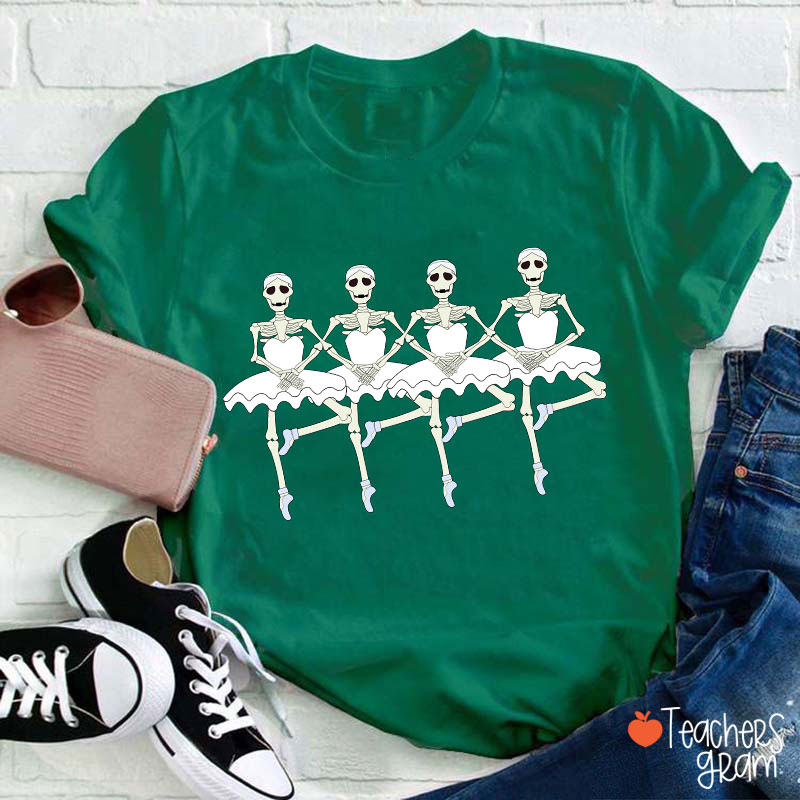 Ballerina Skeletons Halloween Dance Teacher T-Shirt