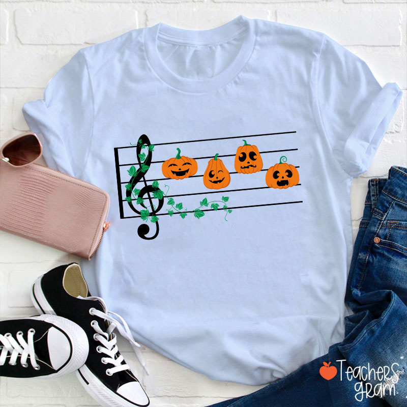 Pumpkins Music Notes Halloween Teacher T-Shirt