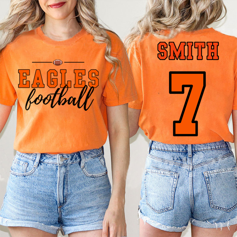 Personalized Mascot Sport Name And Number Game Day Teacher Two Sided T-Shirt
