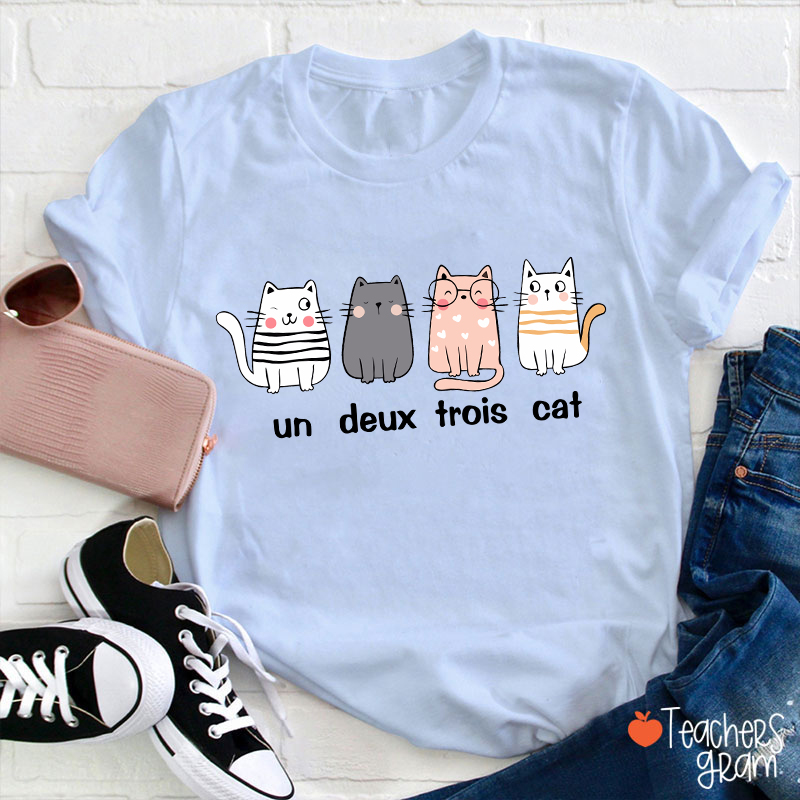 French Cat Un Deux Trois Cat French Teacher T-Shirt