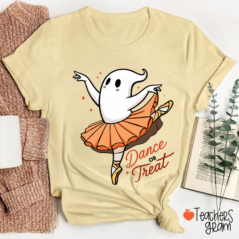 Dance Or Treat Ghost Halloween Teacher T-Shirt