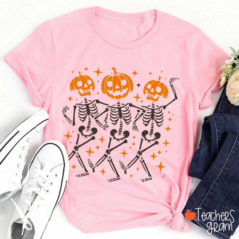 Dance Pumpkin Skeleton Halloween Teacher T-Shirt