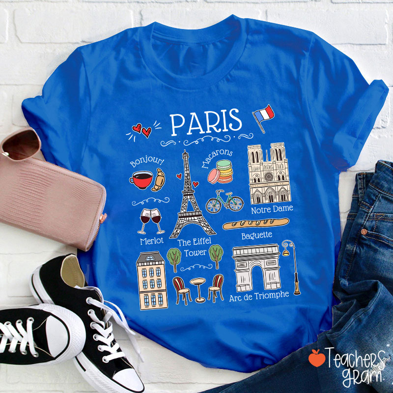 Eiffel Tower French Landmarks French Teacher T-Shirt