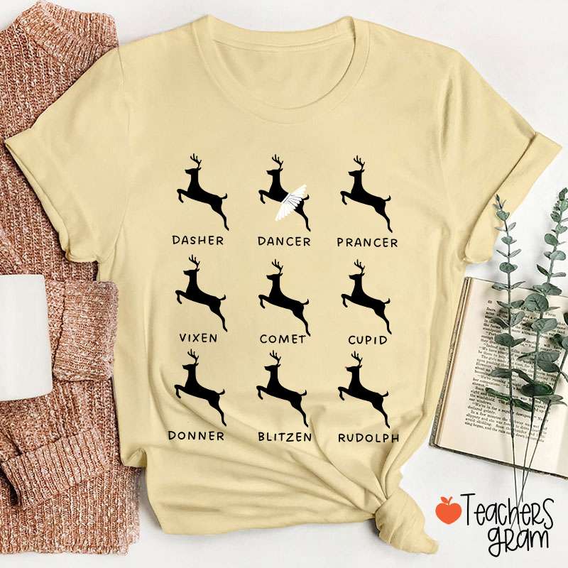 Dancing Reindeer Teacher T-Shirt