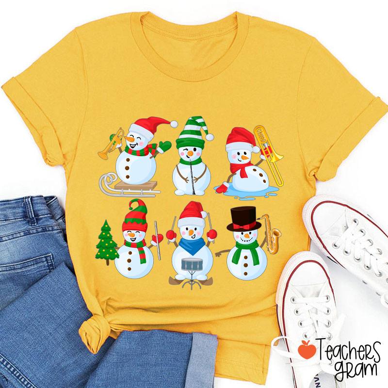 Snowman Band Christmas Teacher T-Shirt