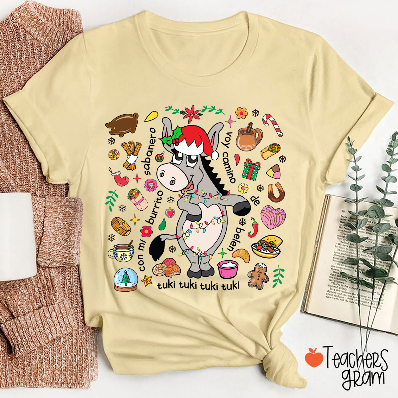 Con Mi Burrito Sabanero Voy Camino Belén Spanish Teacher T-Shirt