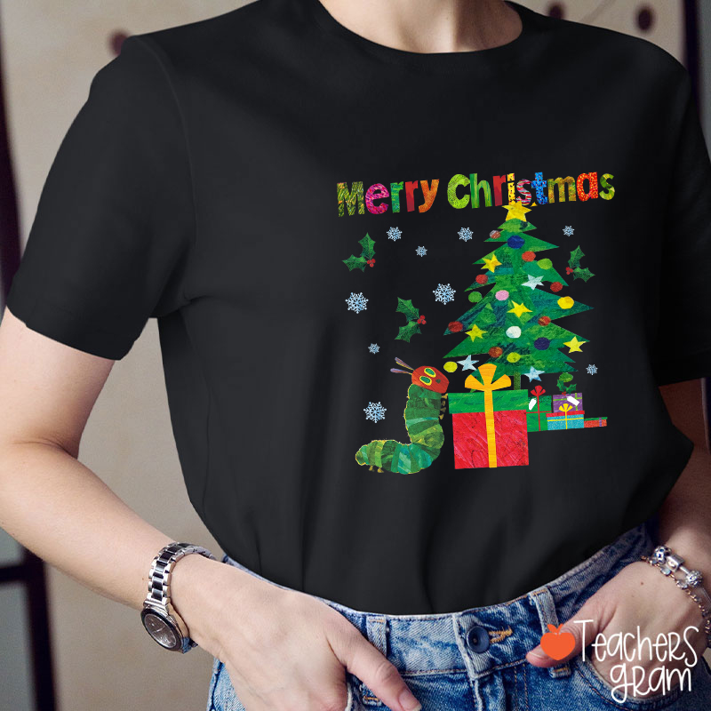 Very Hungry Caterpillar Merry Christmas Teacher T-Shirt