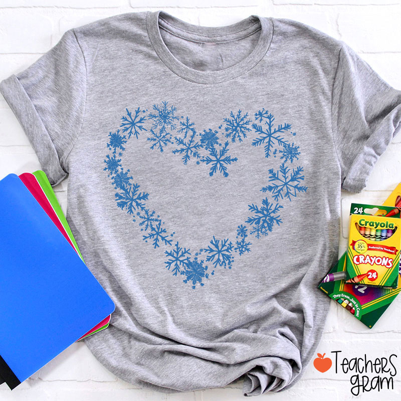 Snowflakes Heart Teacher T-Shirt