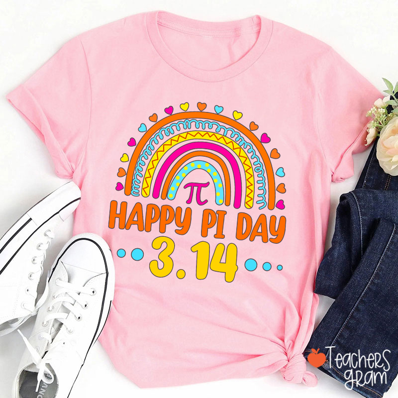 Happy Pi Day Rainbow Teacher T-Shirt