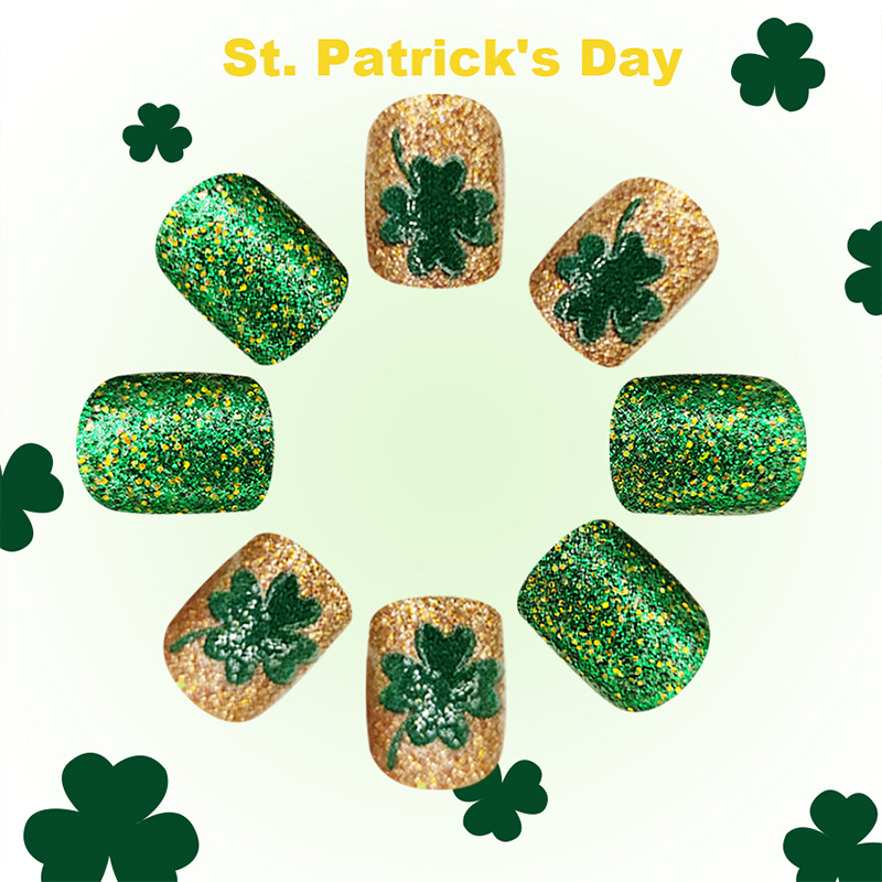 24pcs Glitter Four Leaf Clover Teacher Fake Nail
