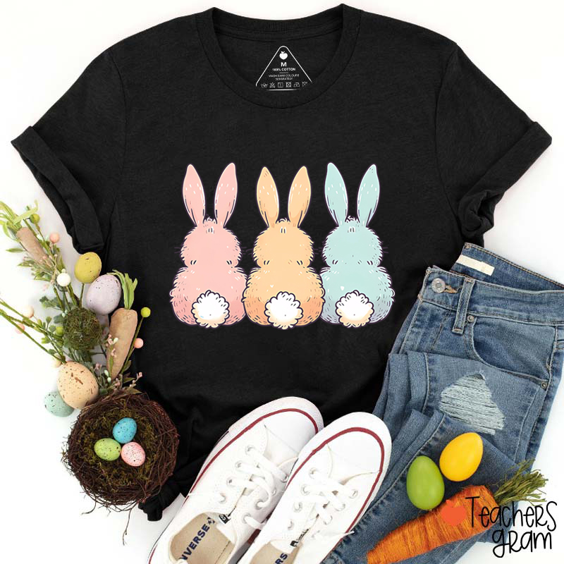 Three Cute Bunnies Teacher T-Shirt