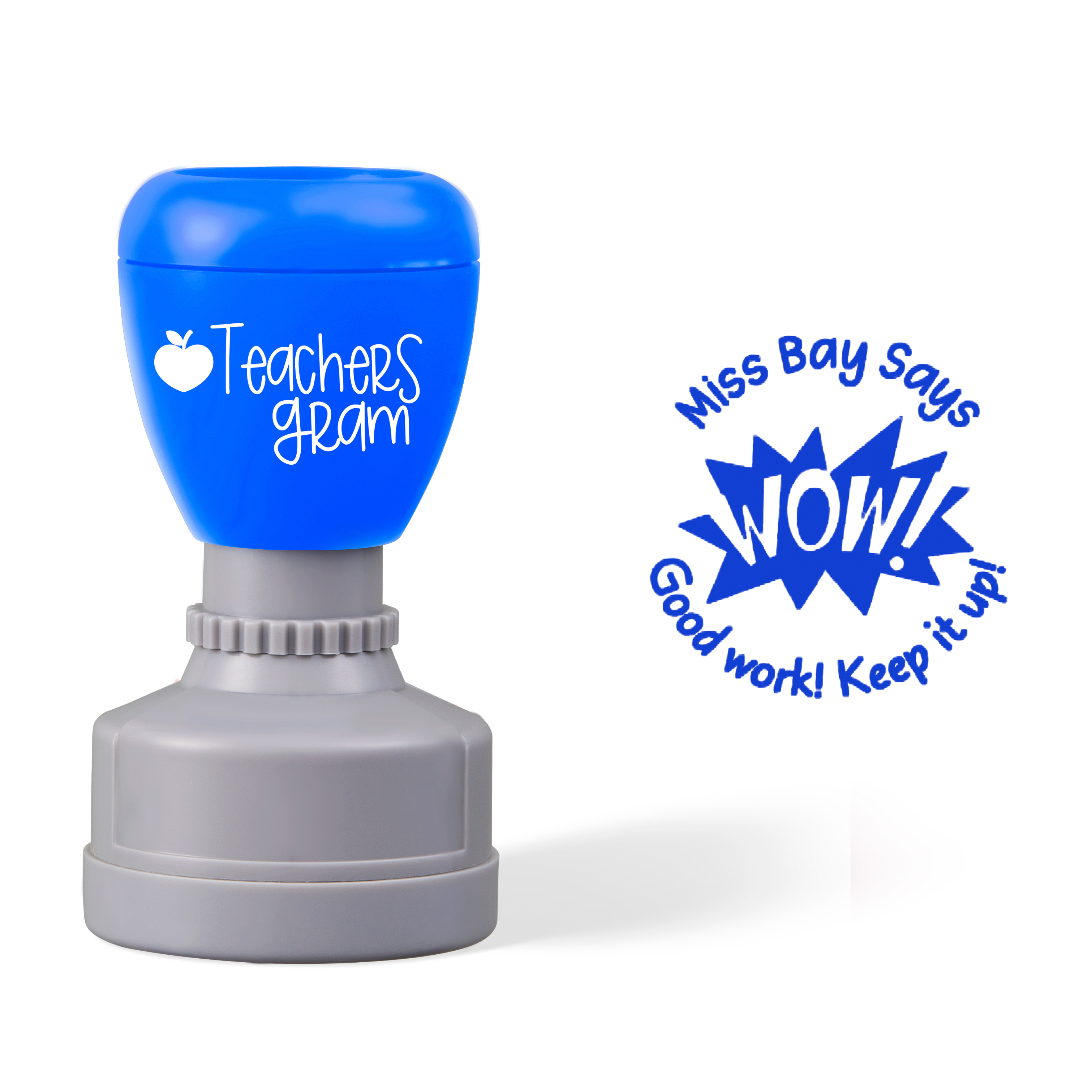 Personalized Name WOW Good Work Keep It Up Teacher Stamp