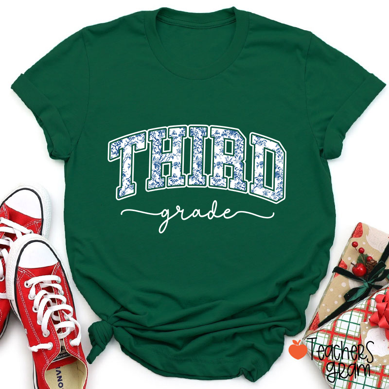 Personalized Grade Blue And White Porcelain Teacher T-Shirt