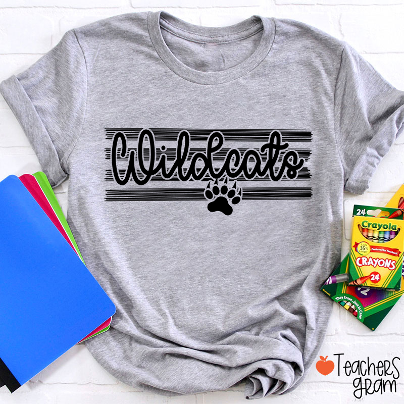 Personalized Mascot On Stripes Spirit Game Day Teacher T-Shirt