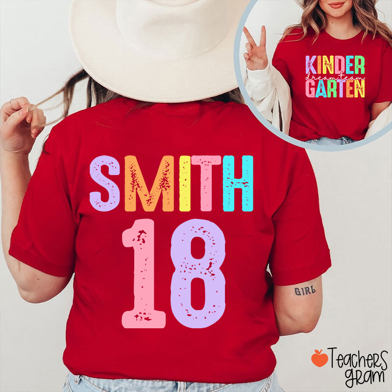 Personalized Grade And Name Dream Team Teacher Two Sided T-Shirt
