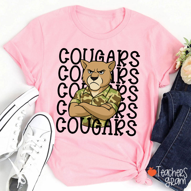 Personalized Mascot Camouflage School Spirit Teacher T-Shirt