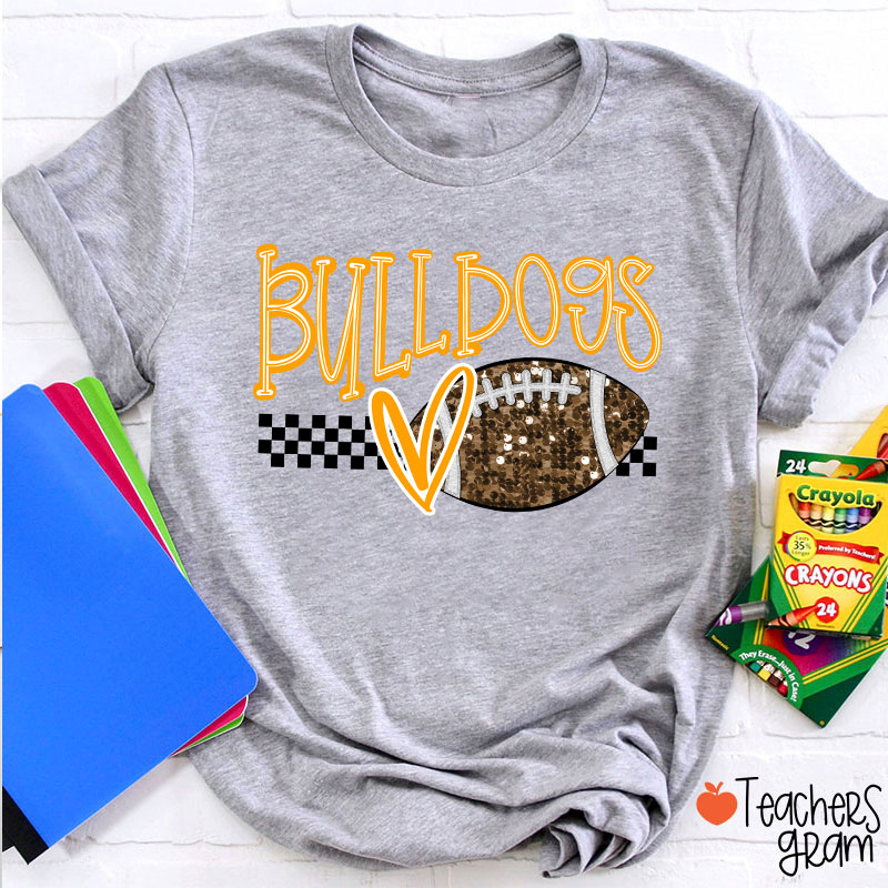 Personalized Mascot And Sport Checkered Love Heart Teacher T-Shirt