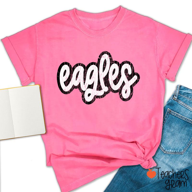 Personalized Mascot Washed And Distressed Print Teacher T-Shirt