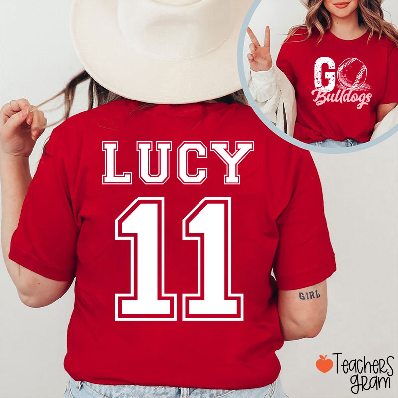 Personalized Mascot And Sport Go Game Day Teacher Two Sided T-Shirt