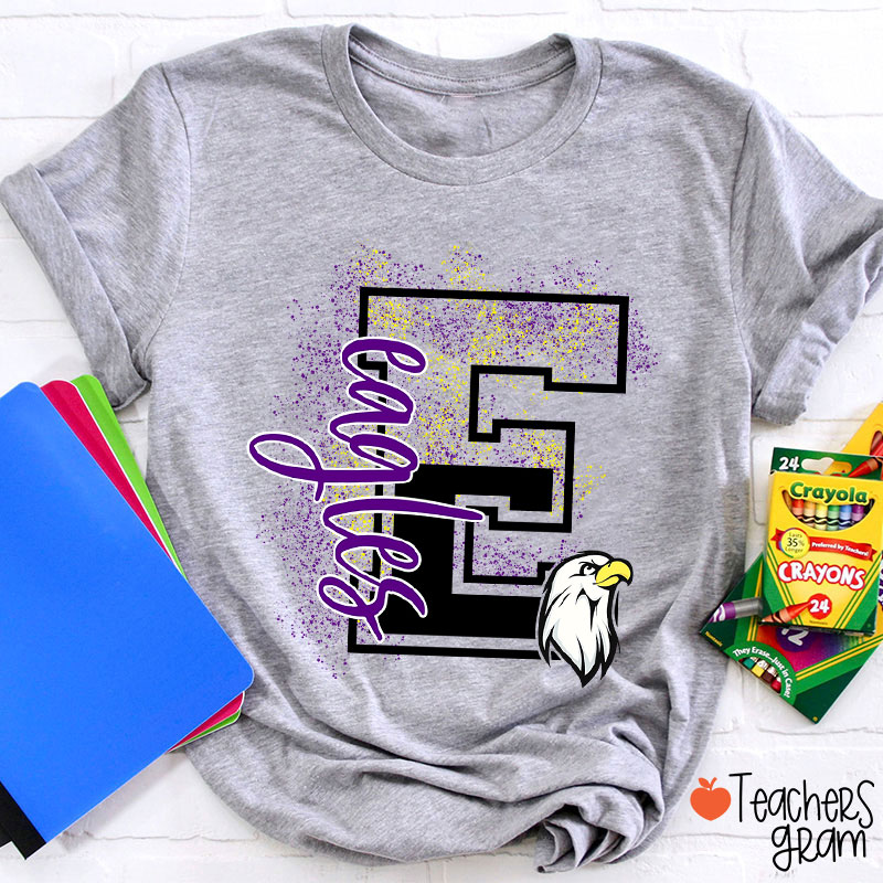 Personalized Mascot Splatter Letter Teacher T-Shirt