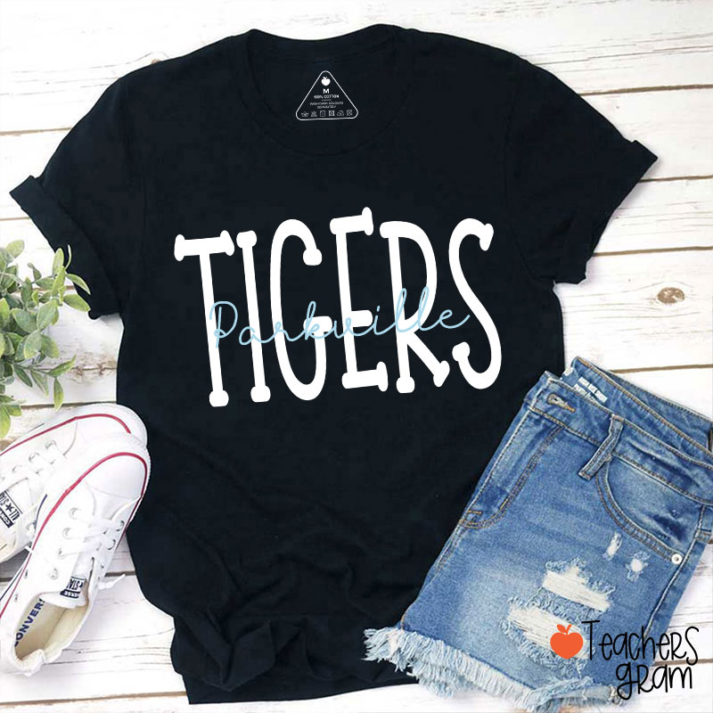 Personalized Mascot School Spirit Simple Contrasting Color Design Teacher T-Shirt