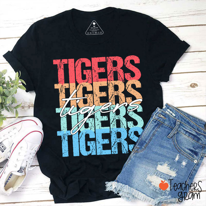 Personalized Mascot Retro Distressed School Spirit Teacher T-Shirt
