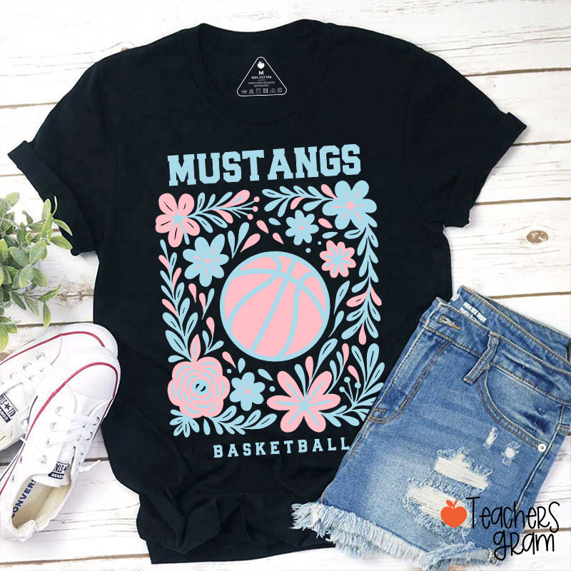 Personalized Mascot And Sport Flowers Teacher T-Shirt