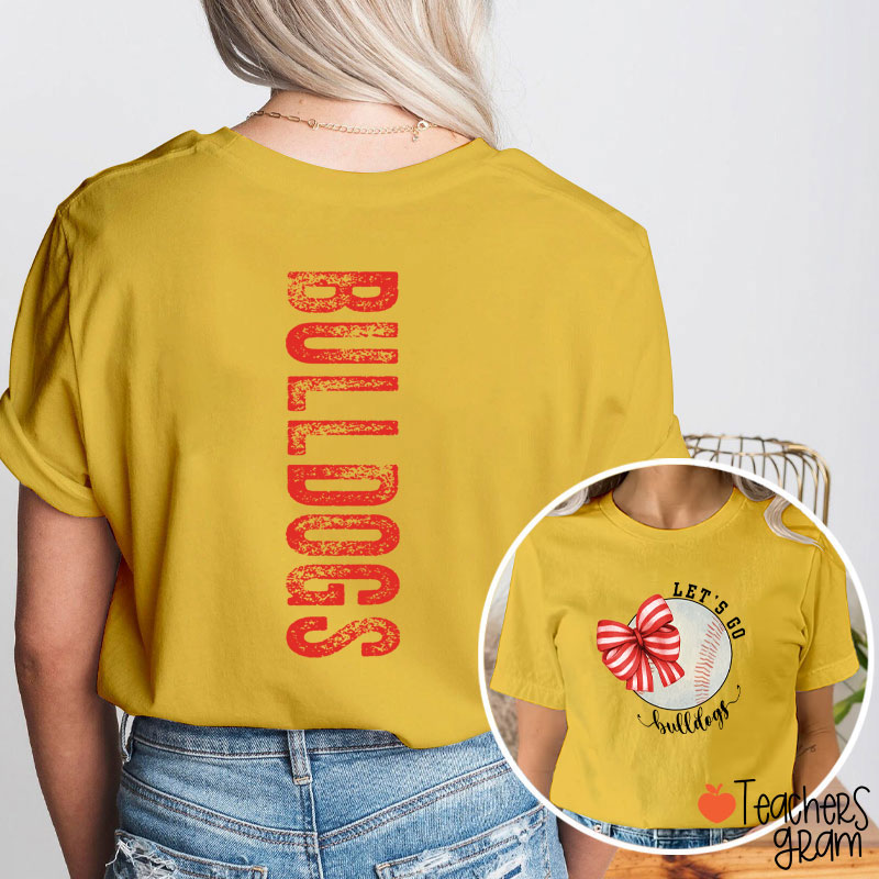 Personalized Sports And Mascot Let's Go Teacher Two Sided T-Shirt