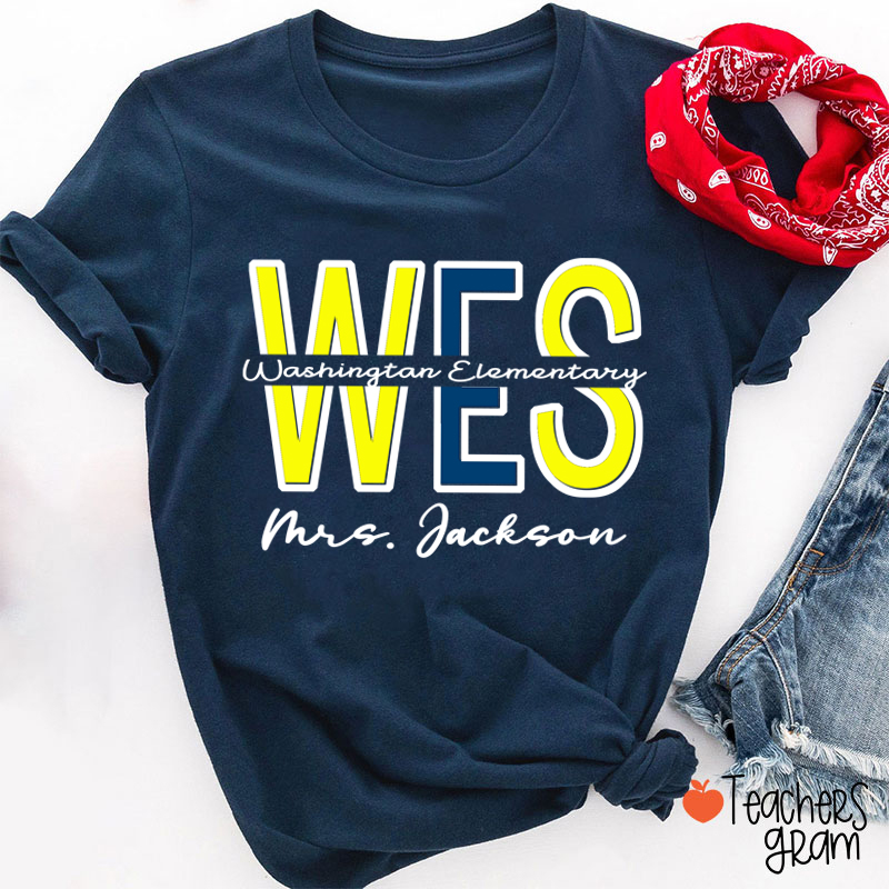 Personalized School Name Abbreviation School Color Teacher T-Shirt